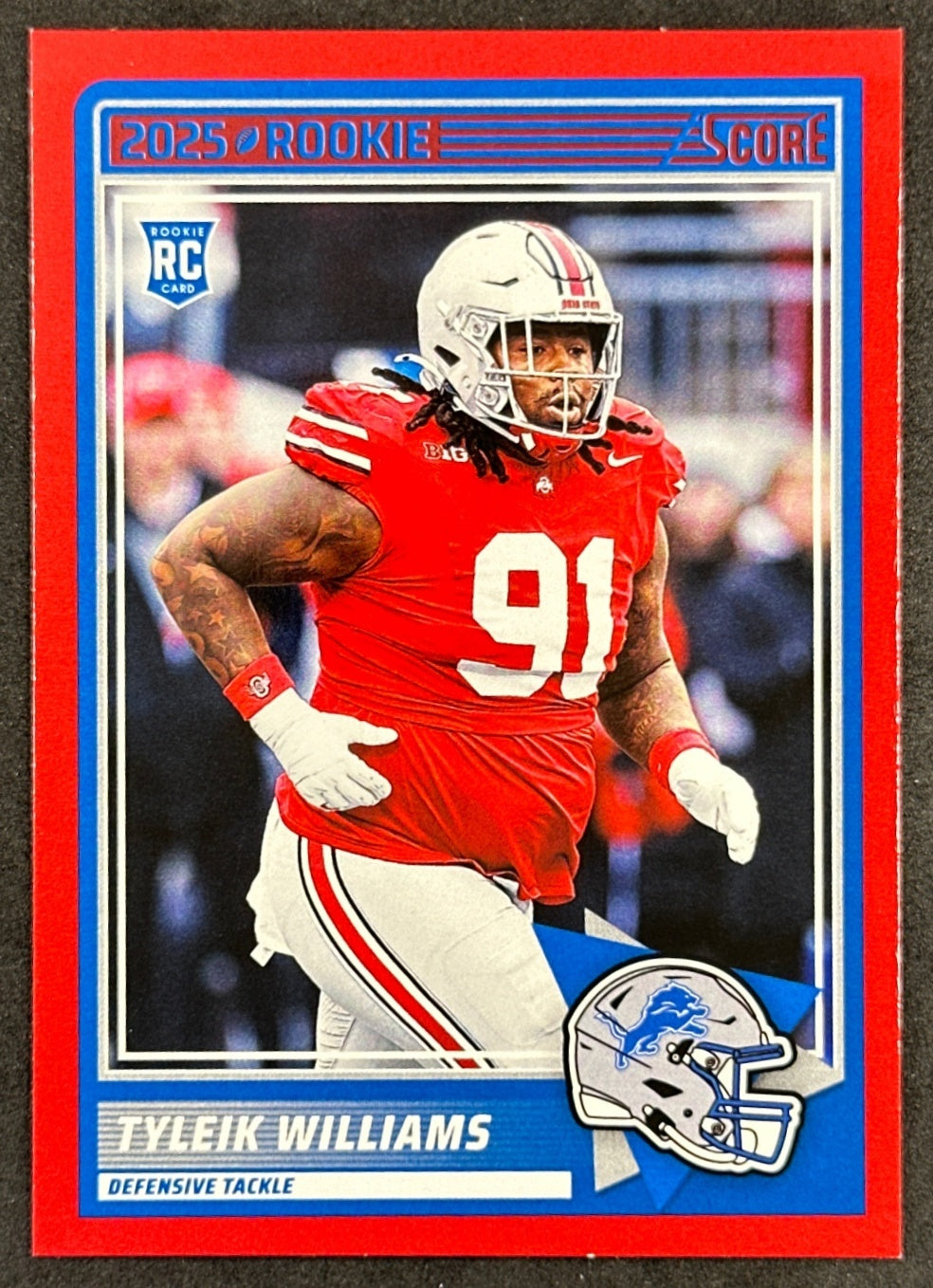 Tyleik Williams 2025 Panini Score Rookies Red Lions Default Title Sports Trading Card