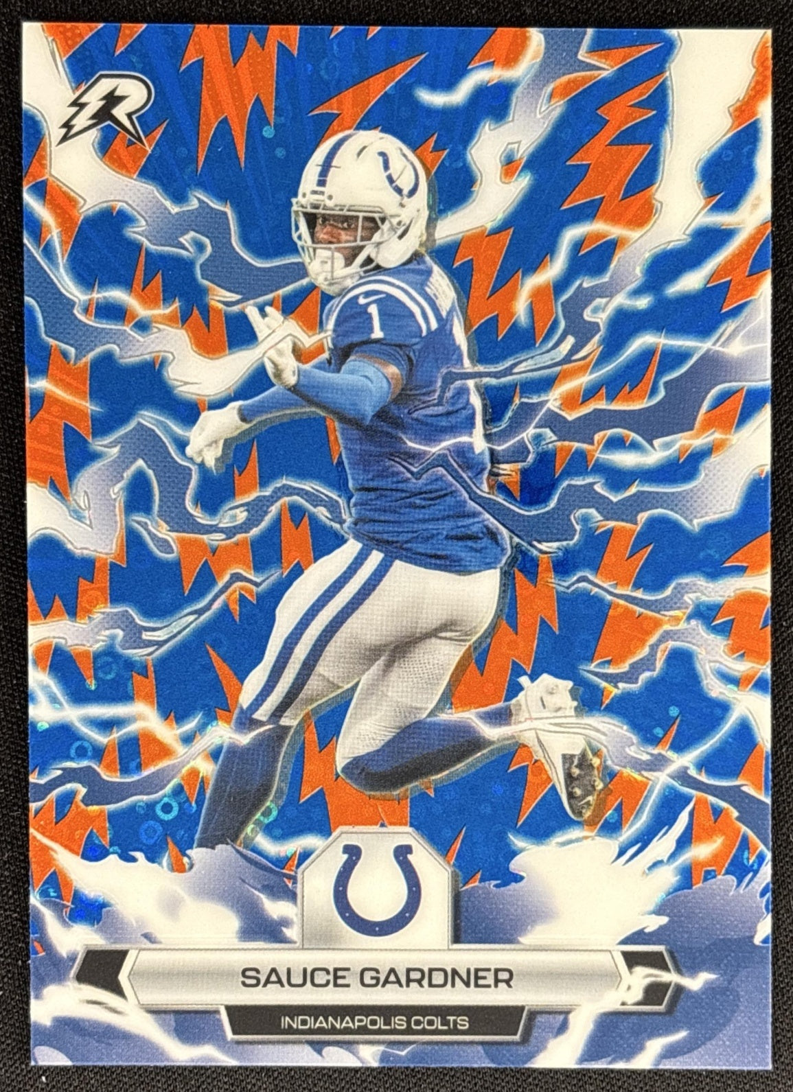 Sauce Gardner 2025 Topps Resurgence Blue and Orange Spark Refractor Colts