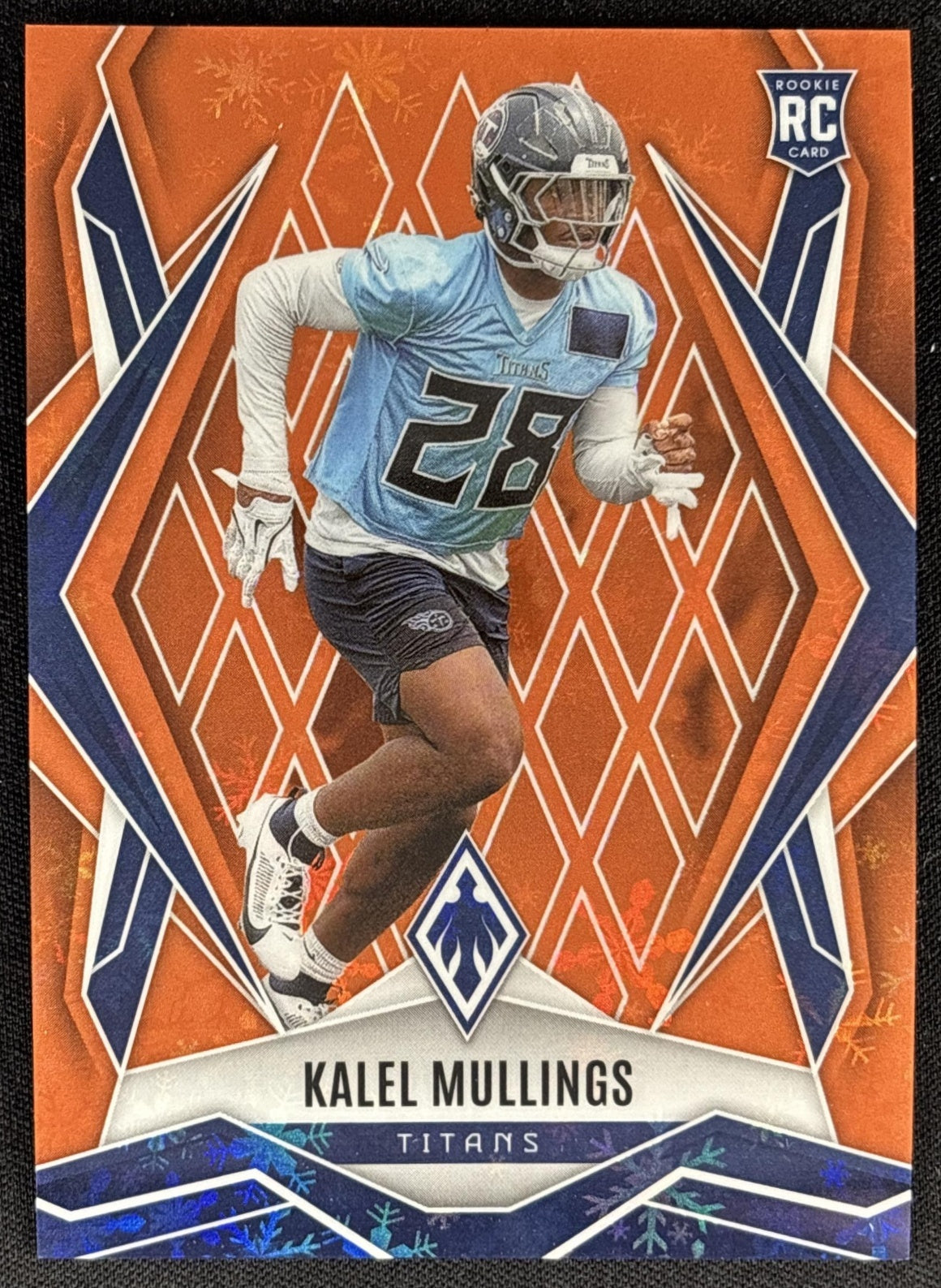 Kalel Mullings 2025 Panini Phoenix Orange Winter Prizm /99 Titans