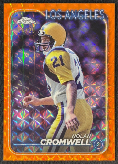 Nolan Cromwell 2024 Chrome Orange Geometric Refractor /25 Rams - Front | Wayne Collection