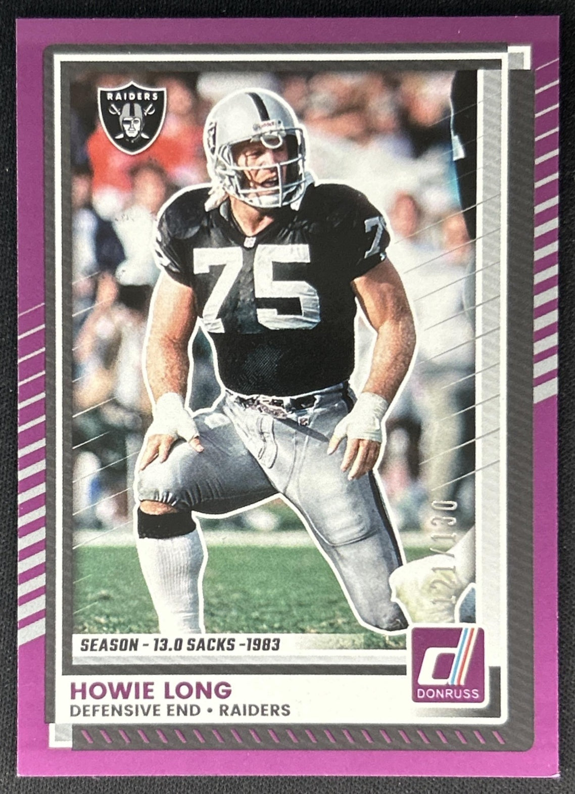 Howie Long 2025 Panini Donruss Season Stat Line /130 Raiders