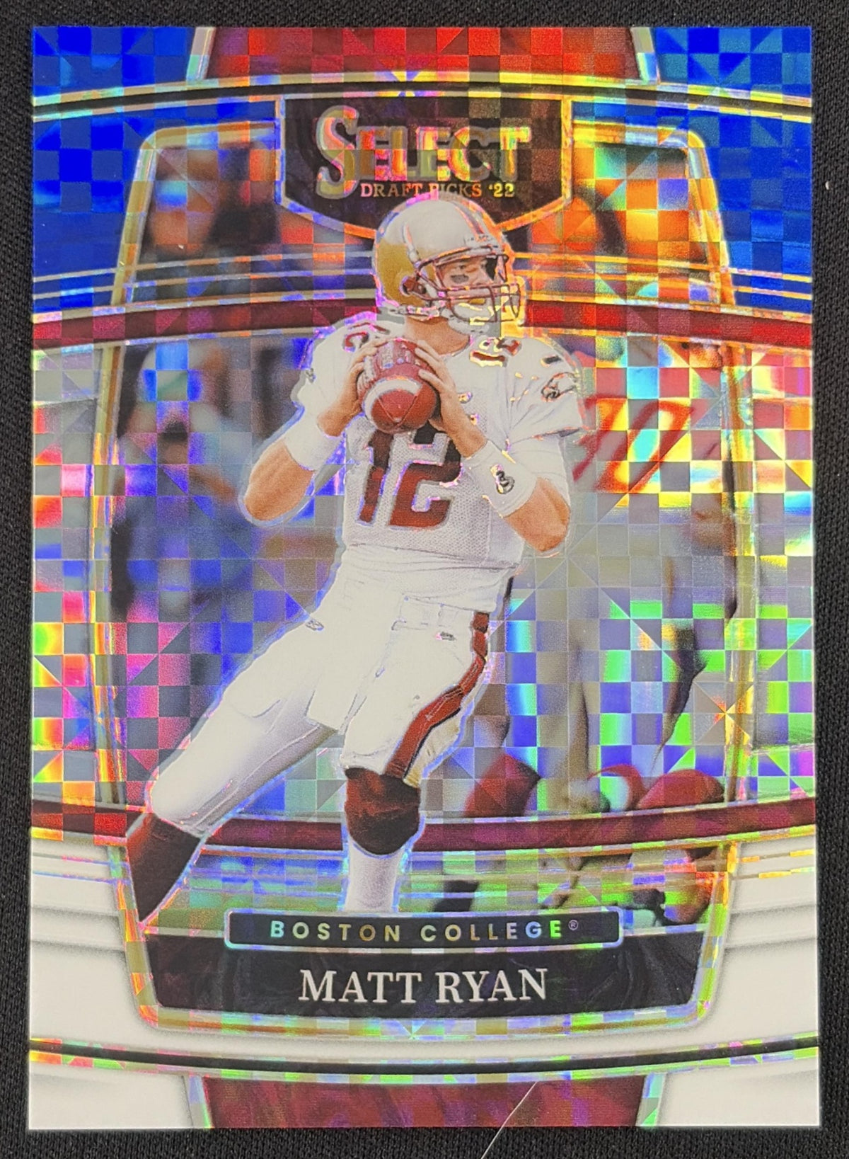 Matt Ryan 2022 Panini Select Draft Picks Blue and White Squares Prizm /100 Eagles