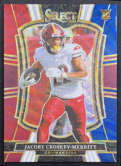 Jacory Croskey-Merritt 2025 Panini Select Premier Level Tri-Color Prizm /299 Commanders Washington Commanders