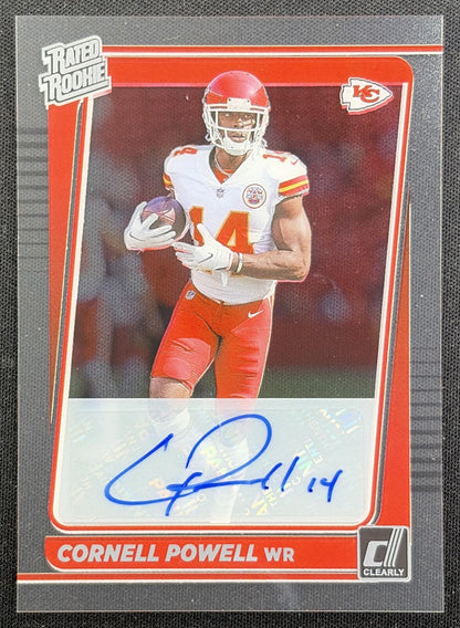 Cornell Powell 2021 Panini Clearly Donruss Rated Rookie Auto Chiefs front