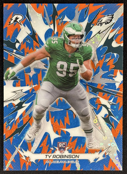 Ty Robinson 2025 Topps Resurgence Blue and Orange Spark Refractor Eagles