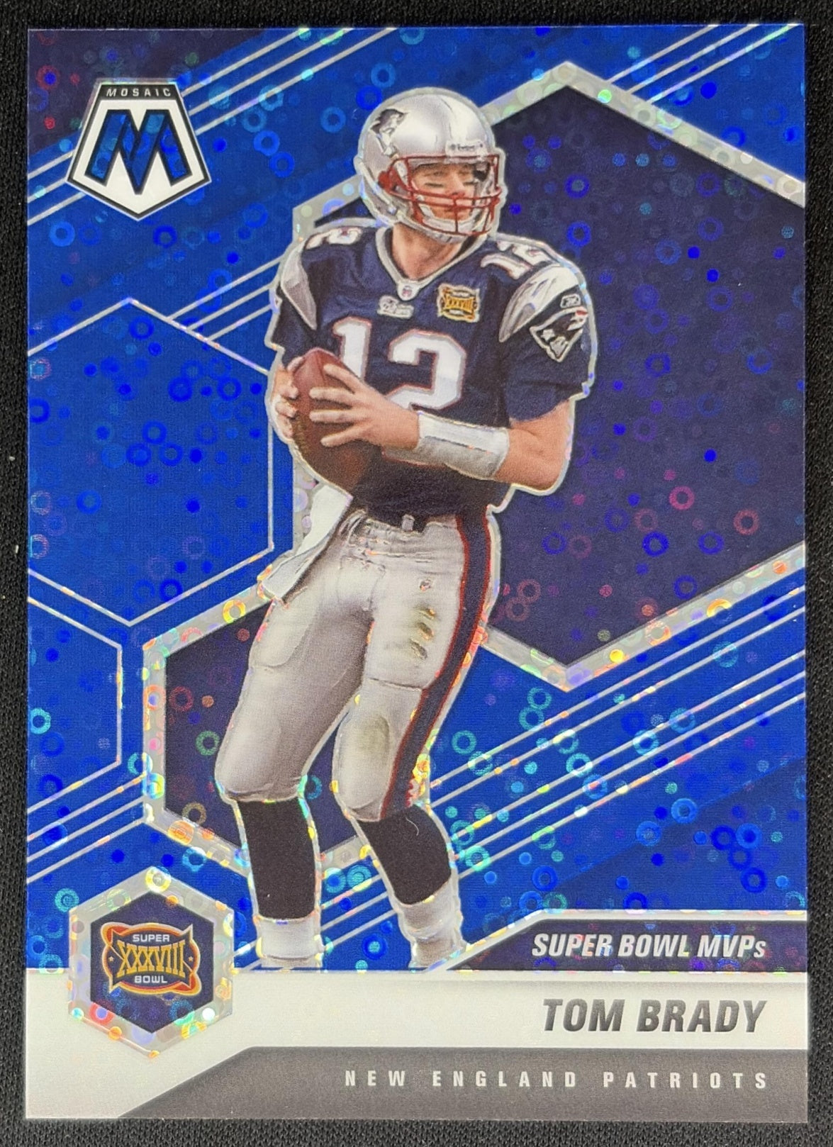 Tom Brady 2021 Panini Mosaic No Huddle Prizm Blue /75 Patriots Sports Trading Cards