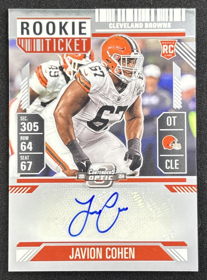 Javion Cohen 2024 Panini Contenders Optic Rookie Ticket Auto Browns