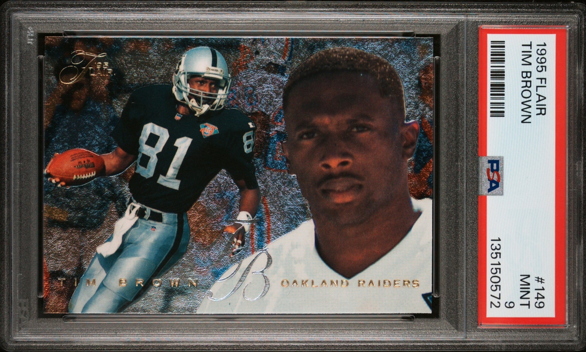 Tim Brown 1995 Fleer Flair PSA 9 Raiders front