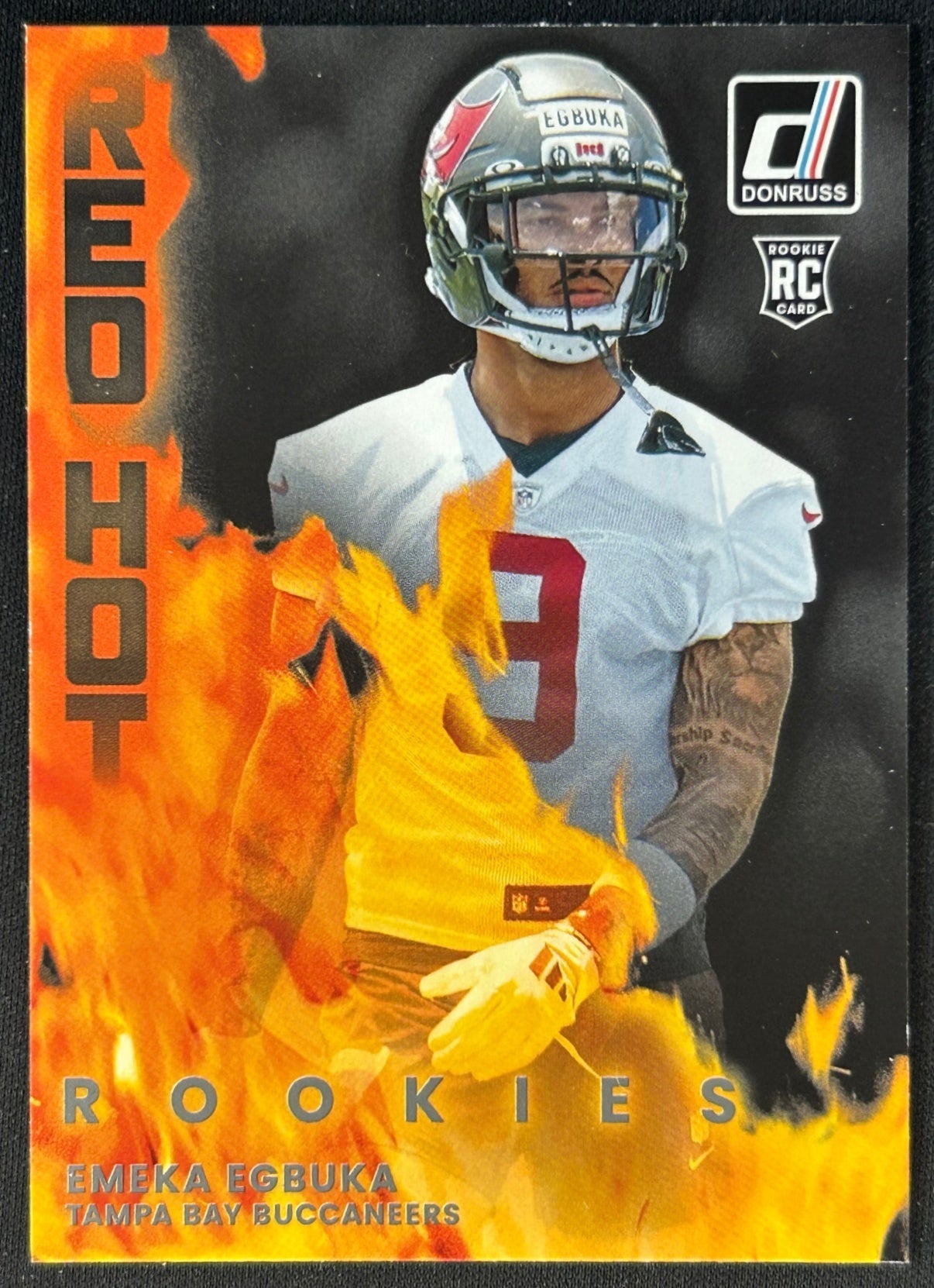 Emeka Egbuka 2025 Donruss Red Hot Rookies Buccaneers Sports Trading Card