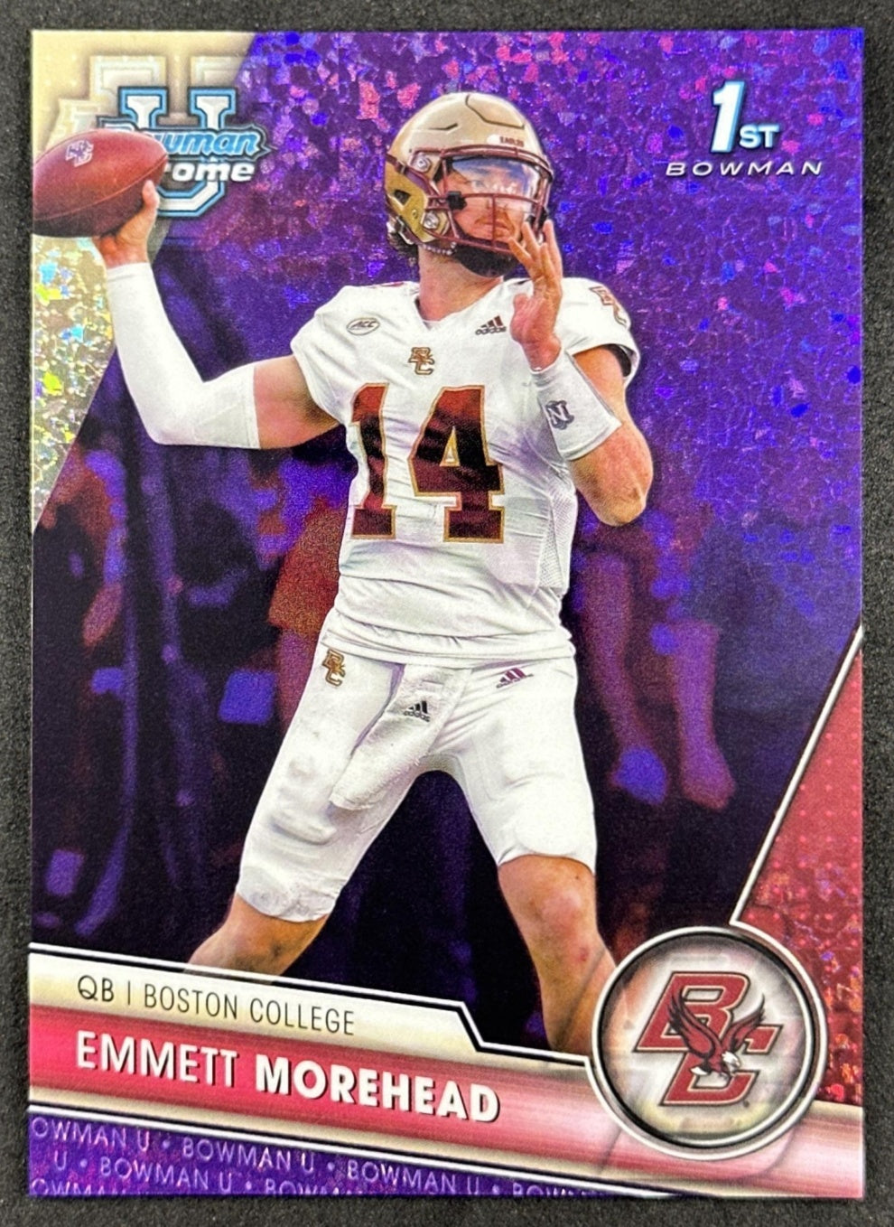 Emmett Morehead 2023 University Chrome Purple Mini Diamond Refractor /399 Eagles