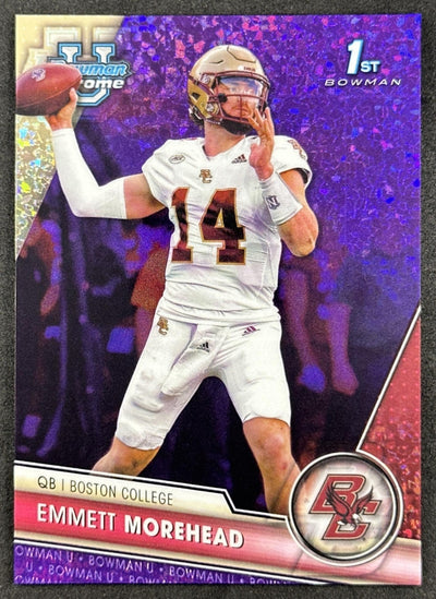 Emmett Morehead 2023 Bowman University Chrome Purple Mini Diamond Refractor /399 Boston College