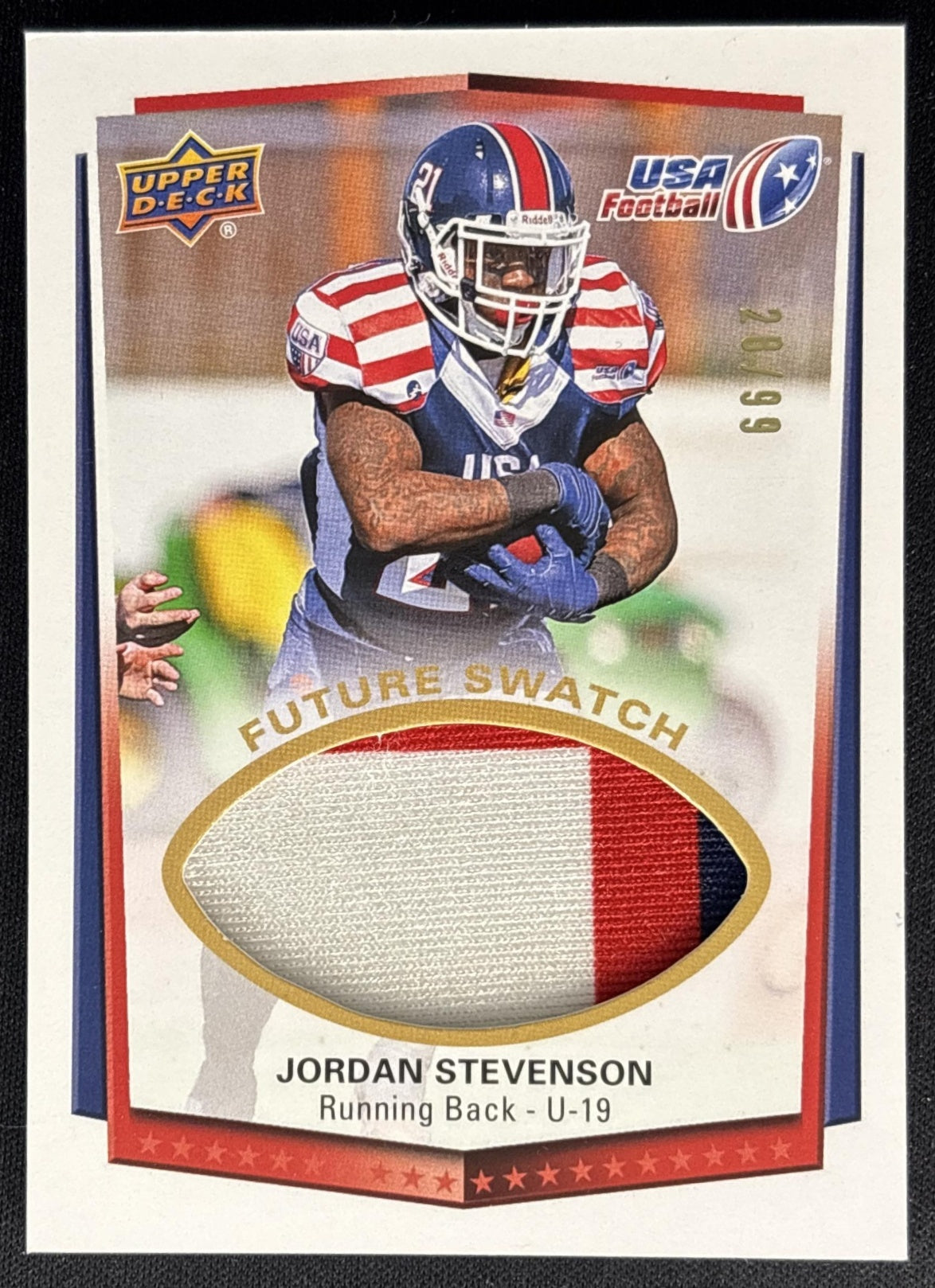 Jordan Stevenson 2015 Upper Deck USA Football Future Swatch Patch /99 Sports Trading Cards
