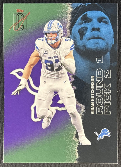 Aidan Hutchinson 2025 Topps Signature Class Veteran Green & Purple Foil Lions front
