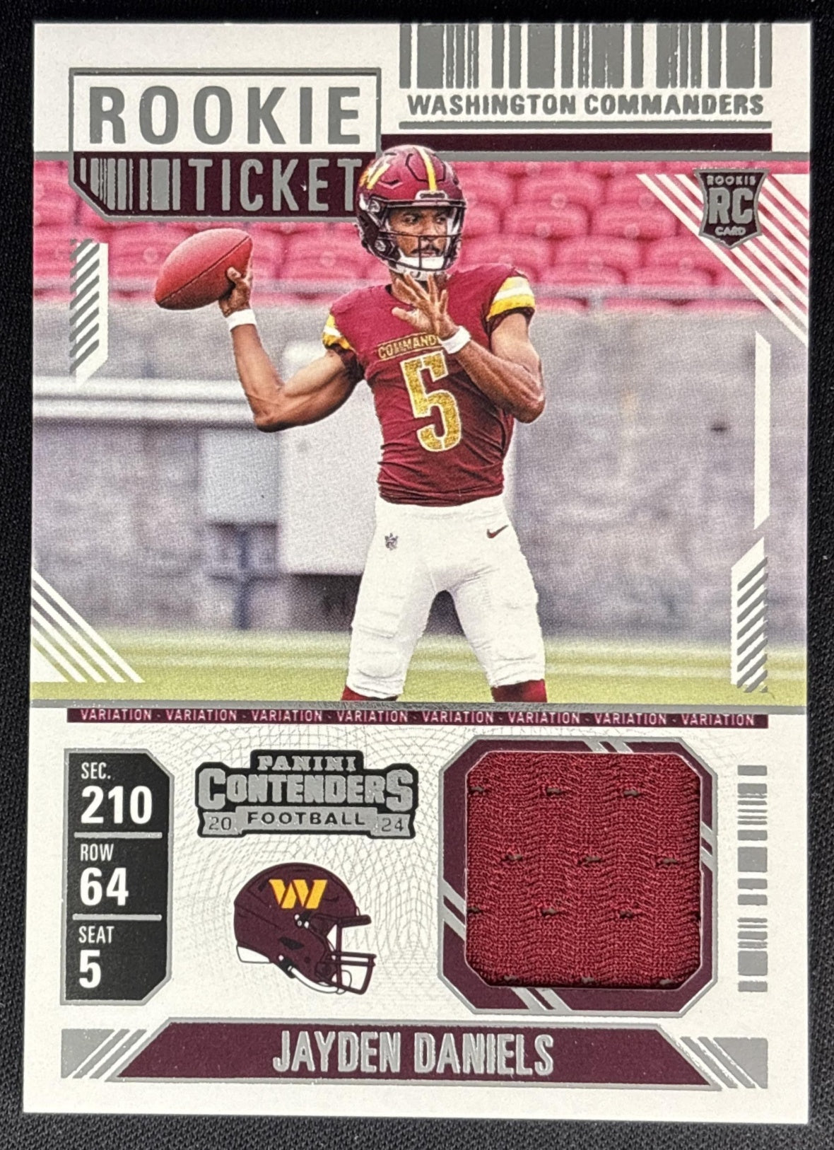 Jayden Daniels 2024 Contenders Rookie Ticket Swatches Variation Commanders