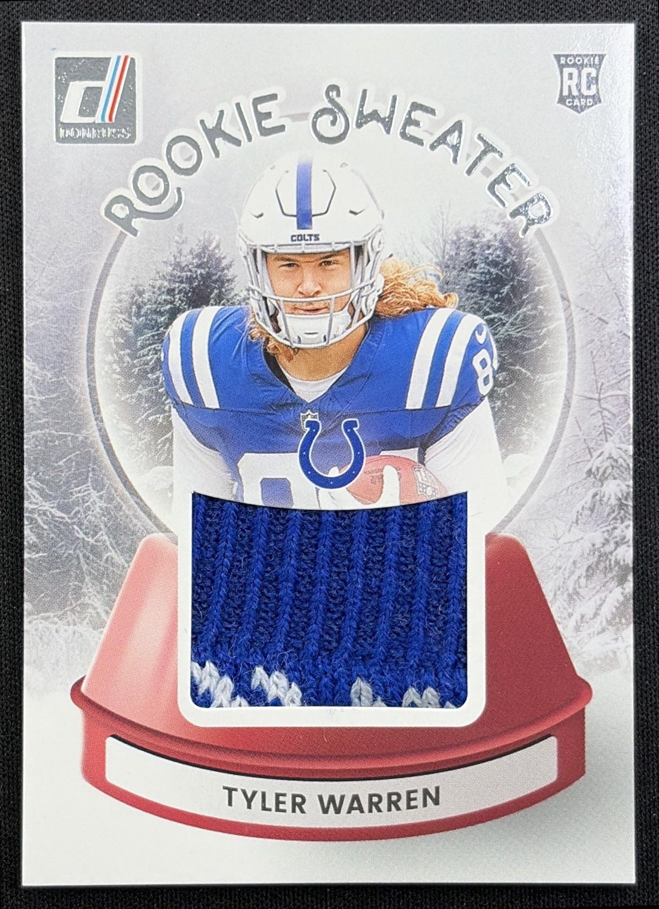 Tyler Warren 2025 Panini Donruss Rookie Holiday Sweater Colts