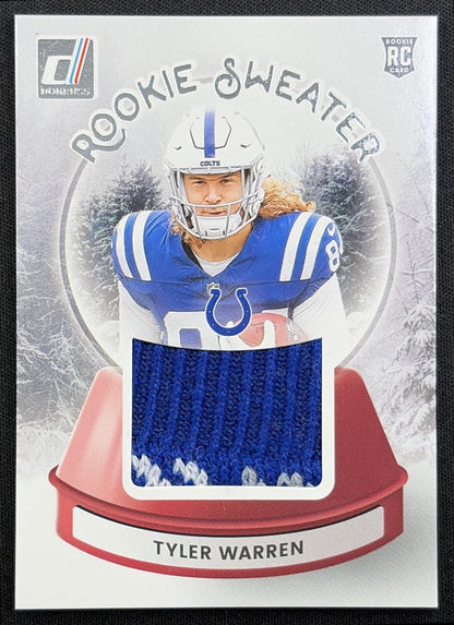 Tyler Warren 2025 Panini Donruss Rookie Holiday Sweater Colts