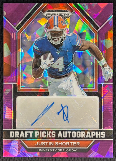 Justin Shorter 2023 Prizm Draft Picks Auto Purple Ice /99 Gators Sports Trading Cards