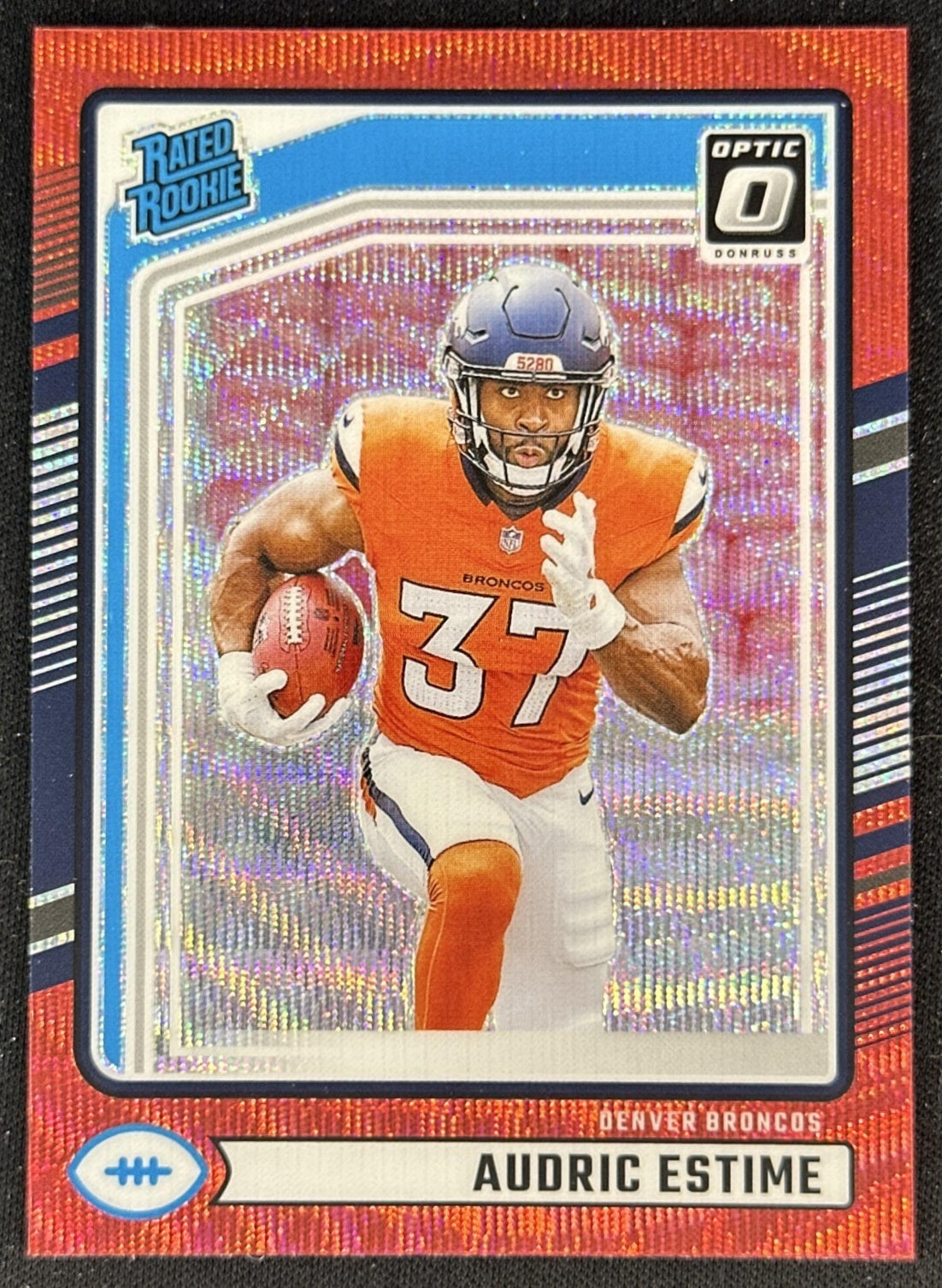 Audric Estime Donruss Optic Red Wave Preview Broncos front