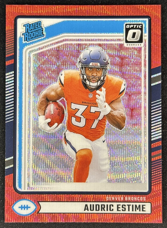 Audric Estime Donruss Optic Red Wave Preview Broncos Sports Trading Cards