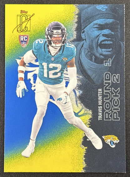 Travis Hunter 2025 Topps Signature Class Rookie Blue & Yellow Foil Jaguars