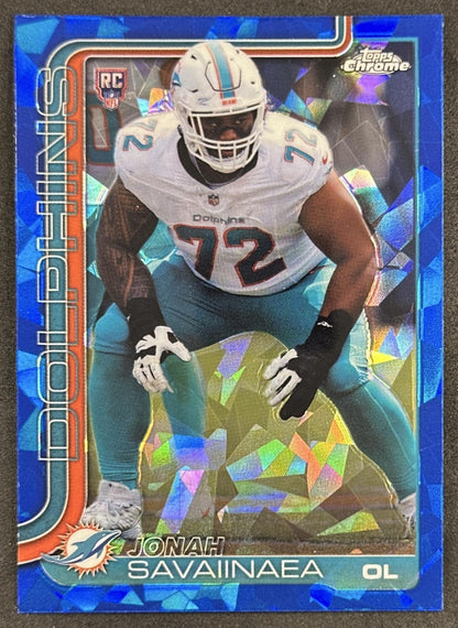 Jonah Savaiinaea 2025 Topps Chrome Sapphire Dolphins