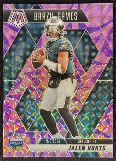 Jalen Hurts 2025 Mosaic International Games Reactive Purple Prizm Eagles Sports Trading Cards