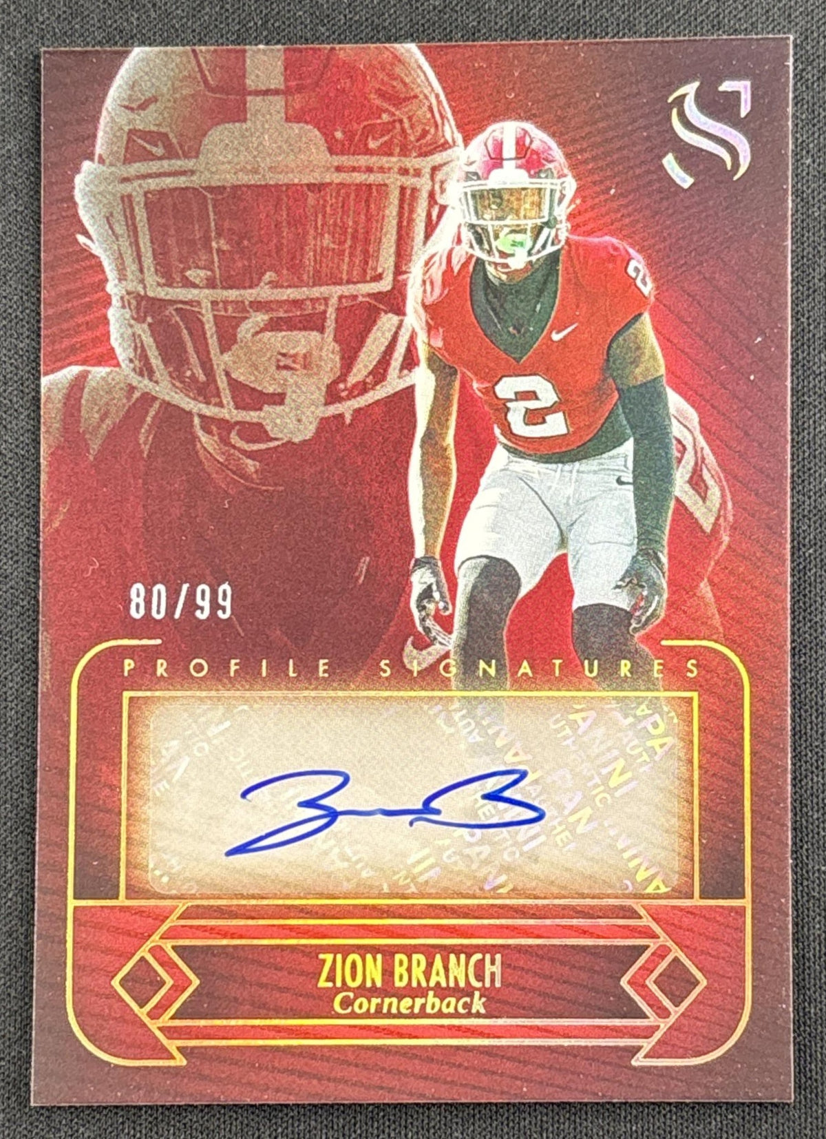Zion Branch 2025 Panini Silhouette Profile Signatures Holo Gold /99 Bulldogs