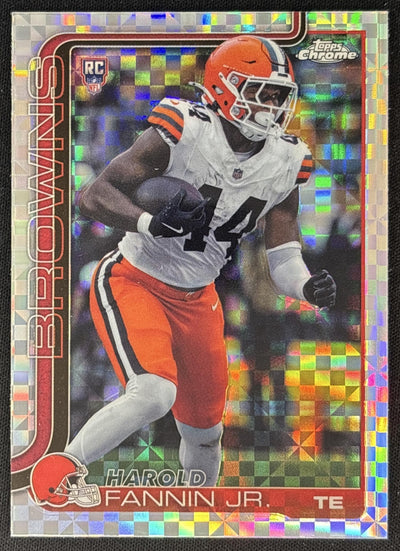 Harold Fannin Jr. 2025 Topps Chrome Rookie X-Fractor Browns front