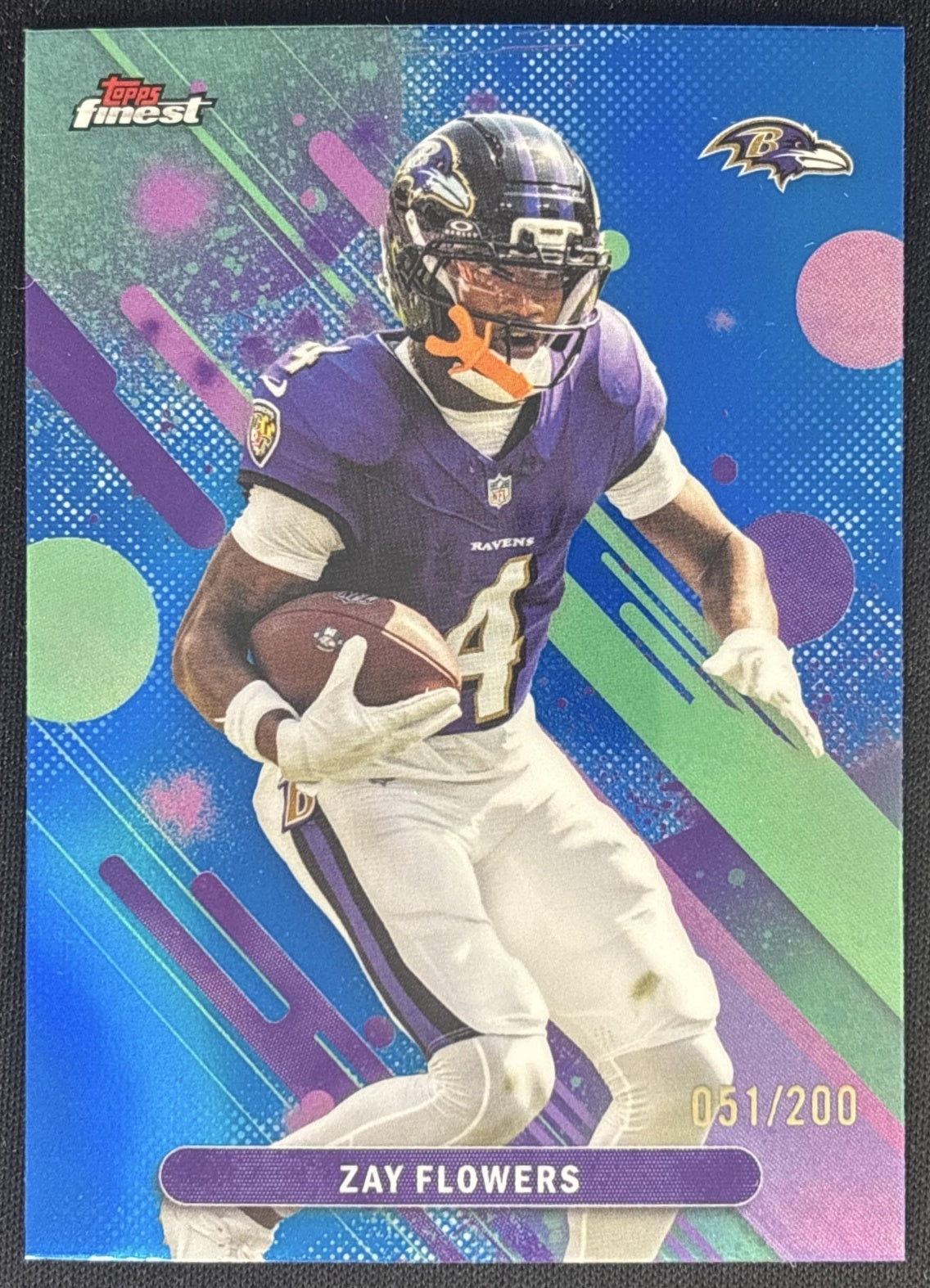Zay Flowers 2025 Topps Finest Blue Refractor /200 Ravens front
