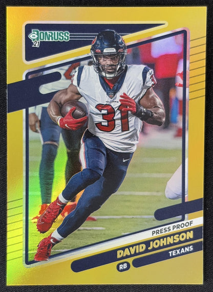 David Johnson 2021 Panini Donruss Press Proof Premium Texans - Houston Texans