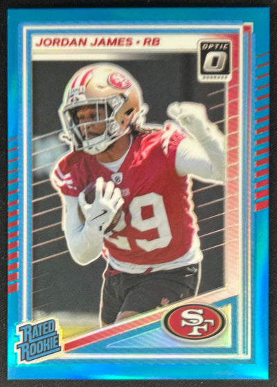 Jordan James 2025 Donruss Optic Rated Rookie Aqua Prizm /349 49ers Sports Trading Card