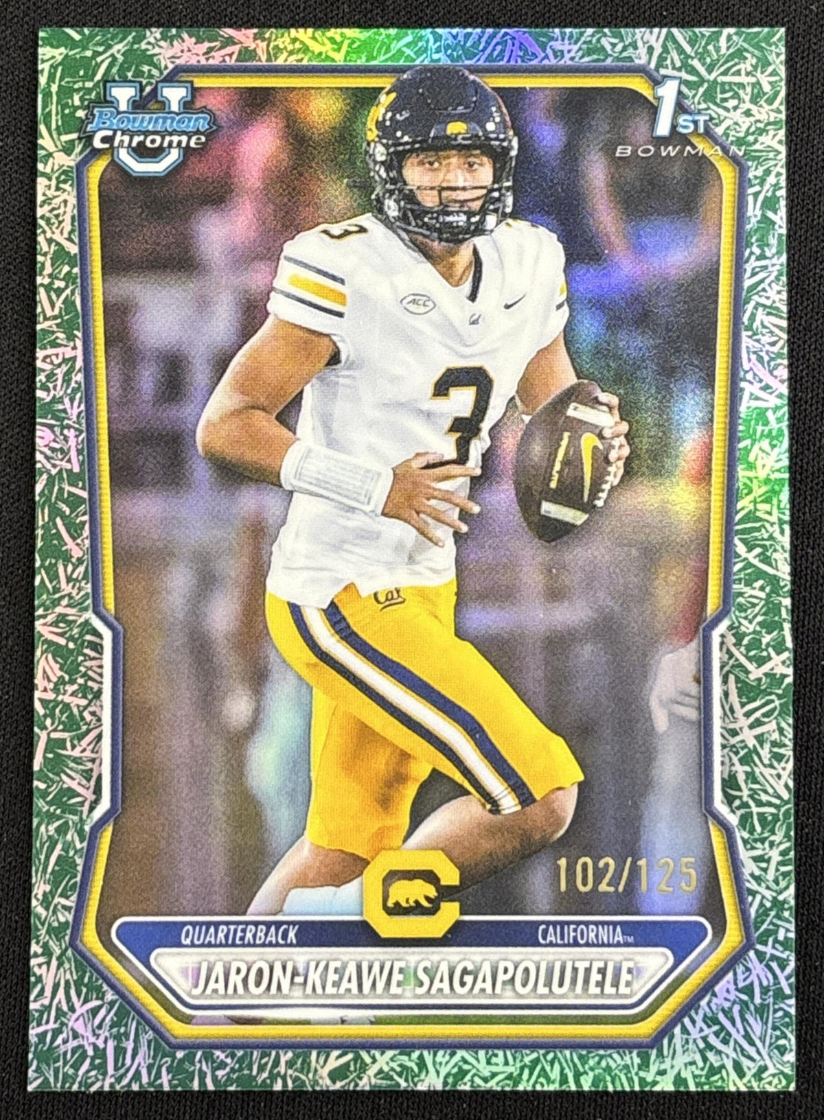 Jaron-Keawe Sagapolutele 2026 Bowman Chrome Prospects Gridiron Refractor /125 Golden Bears