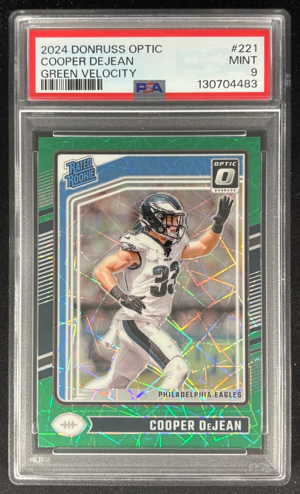 Cooper DeJean 2024 Panini Donruss Optic Green Velocity PSA 9 Eagles Sports Trading Cards