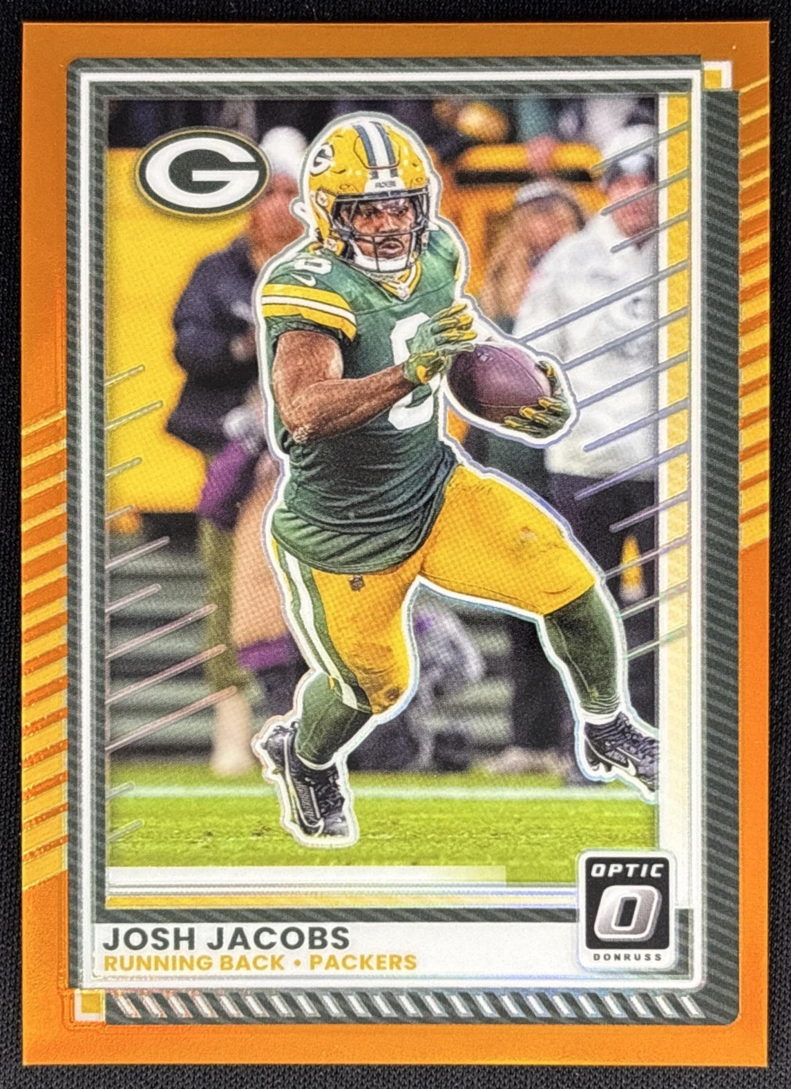 Josh Jacobs 2025 Panini Donruss Optic Orange Prizm /299 Packers Sports Trading Card