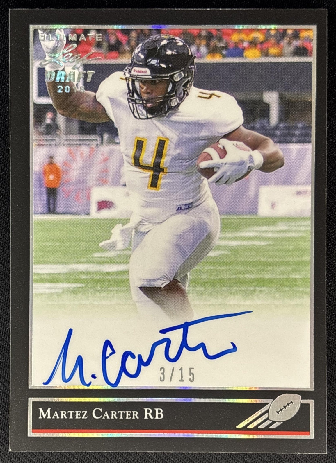 Martez Carter 2018 Leaf Draft Auto Black /15 front