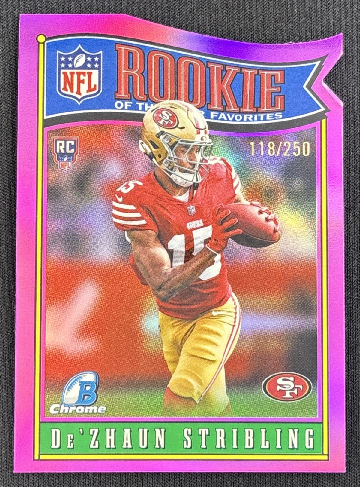 De'Zhaun Stribling 2026 Bowman ROY Favorites Pink Refractor /250 49ers Default Title Sports Trading Card