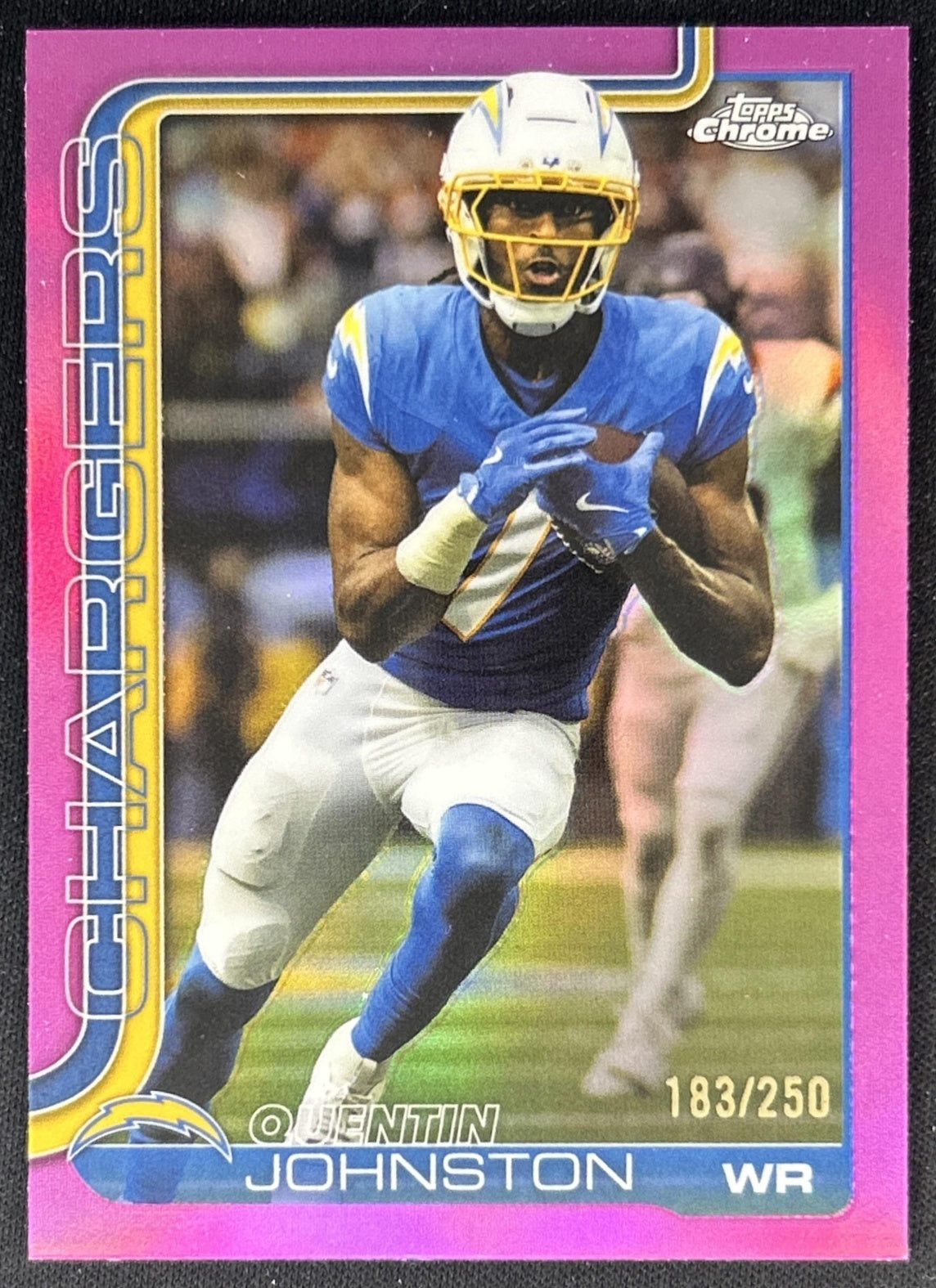 Quentin Johnston 2025 Topps Chrome Pink Refractor /250 Chargers front