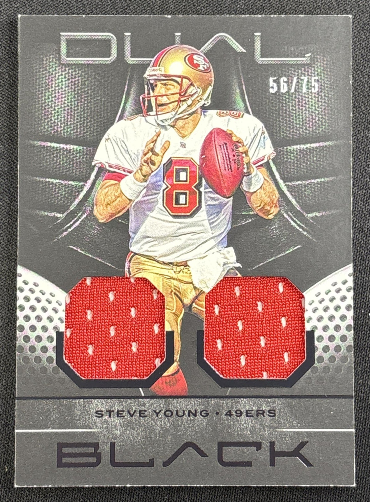 Steve Young 2019 Panini Black Dual Memorabilia /75 49ers