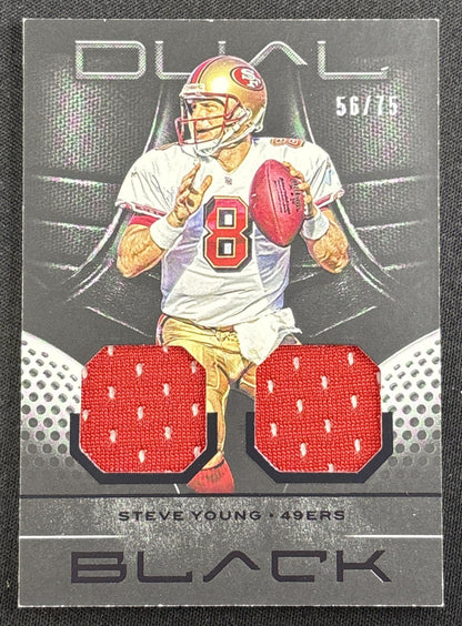 Steve Young 2019 Panini Black Dual Memorabilia /75 49ers