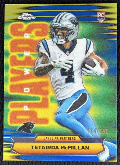 Tetairoa McMillan 2025 Topps Chrome Power Players Blue Refractor /150 Panthers