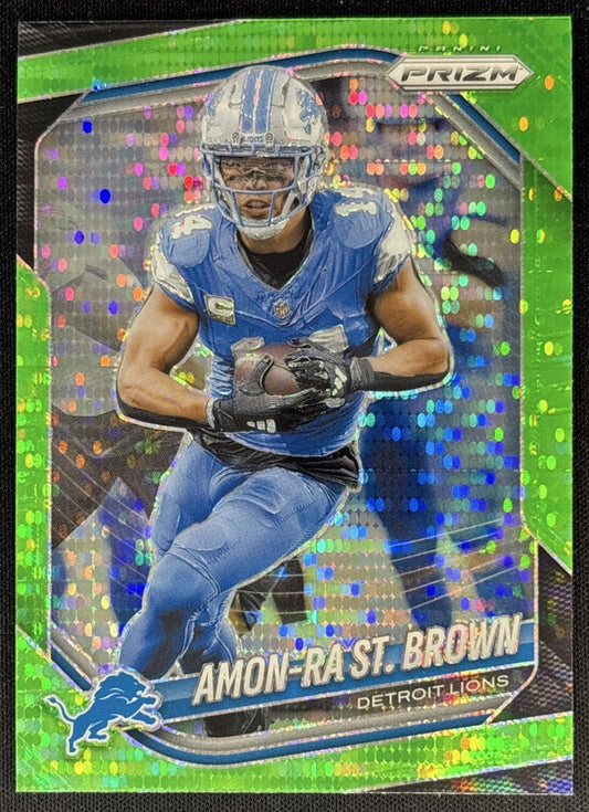 Amon-Ra St. Brown 2025 Panini Prizm Neon Green Pulsar