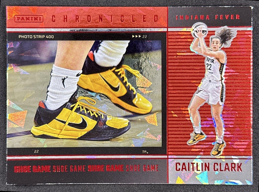 Caitlin Clark 2025 Panini Chronicled Shoe Game Red Cracked Ice Fever Indiana Fever