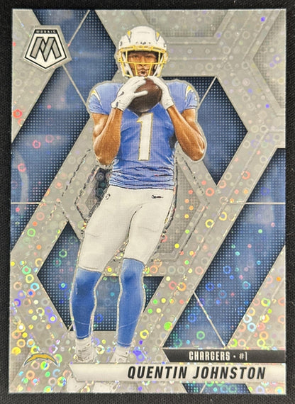 Quentin Johnston 2025 Panini Mosaic No Huddle Silver Prizm Chargers Sports Trading Cards