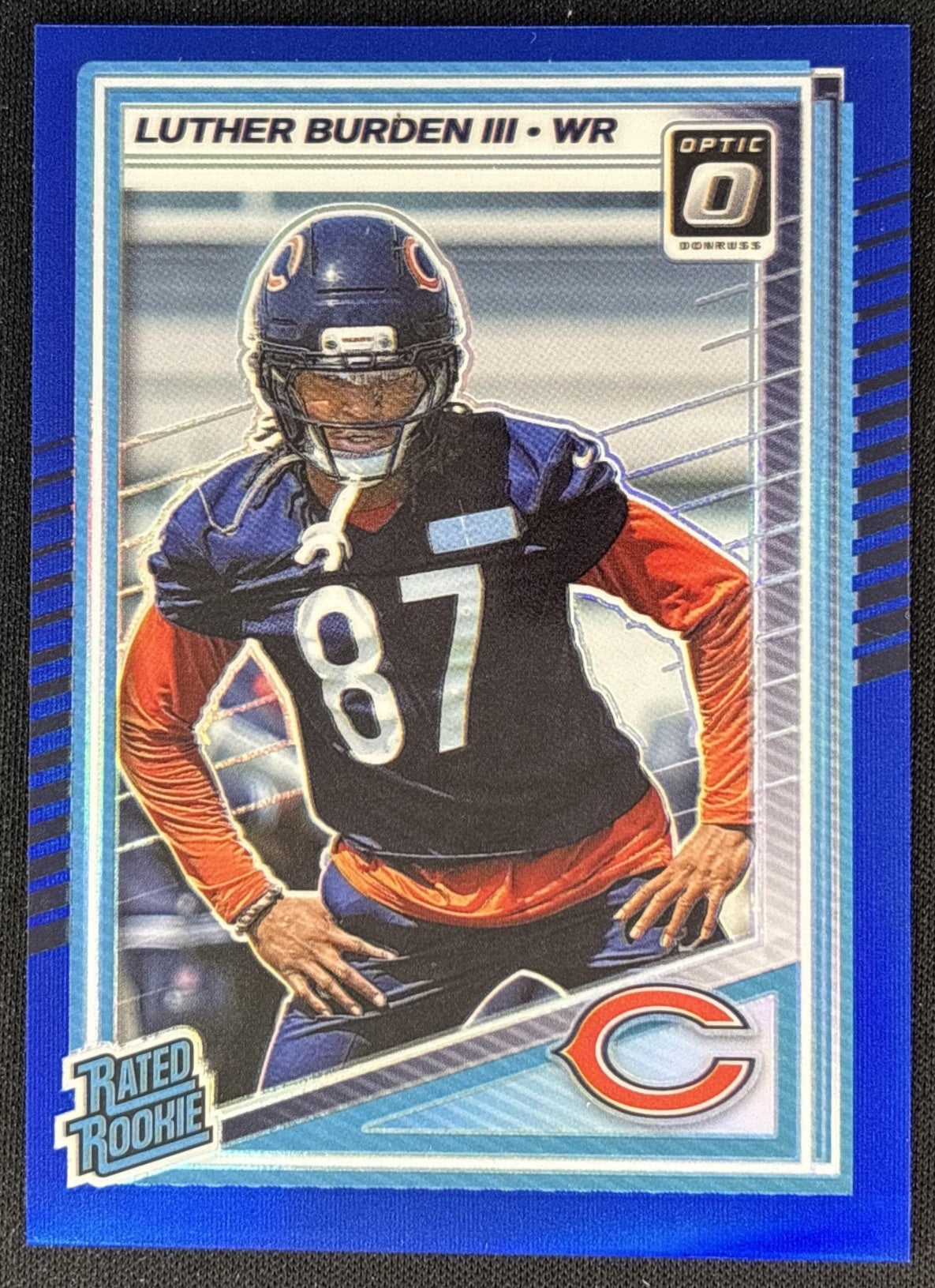 Luther Burden III 2025 Panini Donruss Optic Rated Rookie Blue Prizm /249 Bears Front