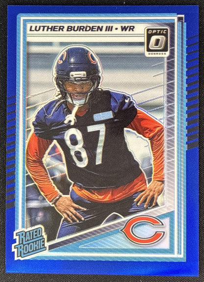 Luther Burden III 2025 Panini Donruss Optic Rated Rookie Blue Prizm /249 Bears Front