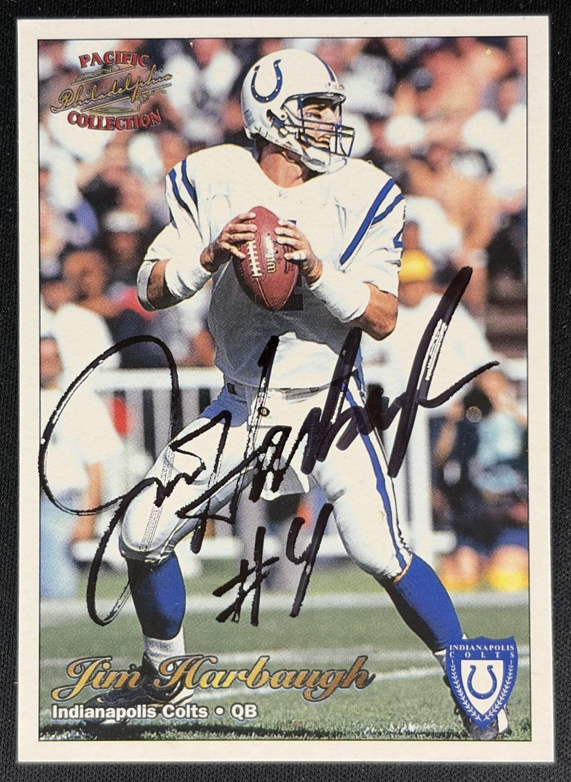 JIm Harbaugh 1997 Pacific Collection Auto Colts front