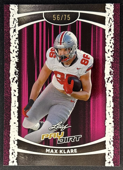 Max Klare 2026 Leaf Paydirt Pink /75 Sports Trading Cards