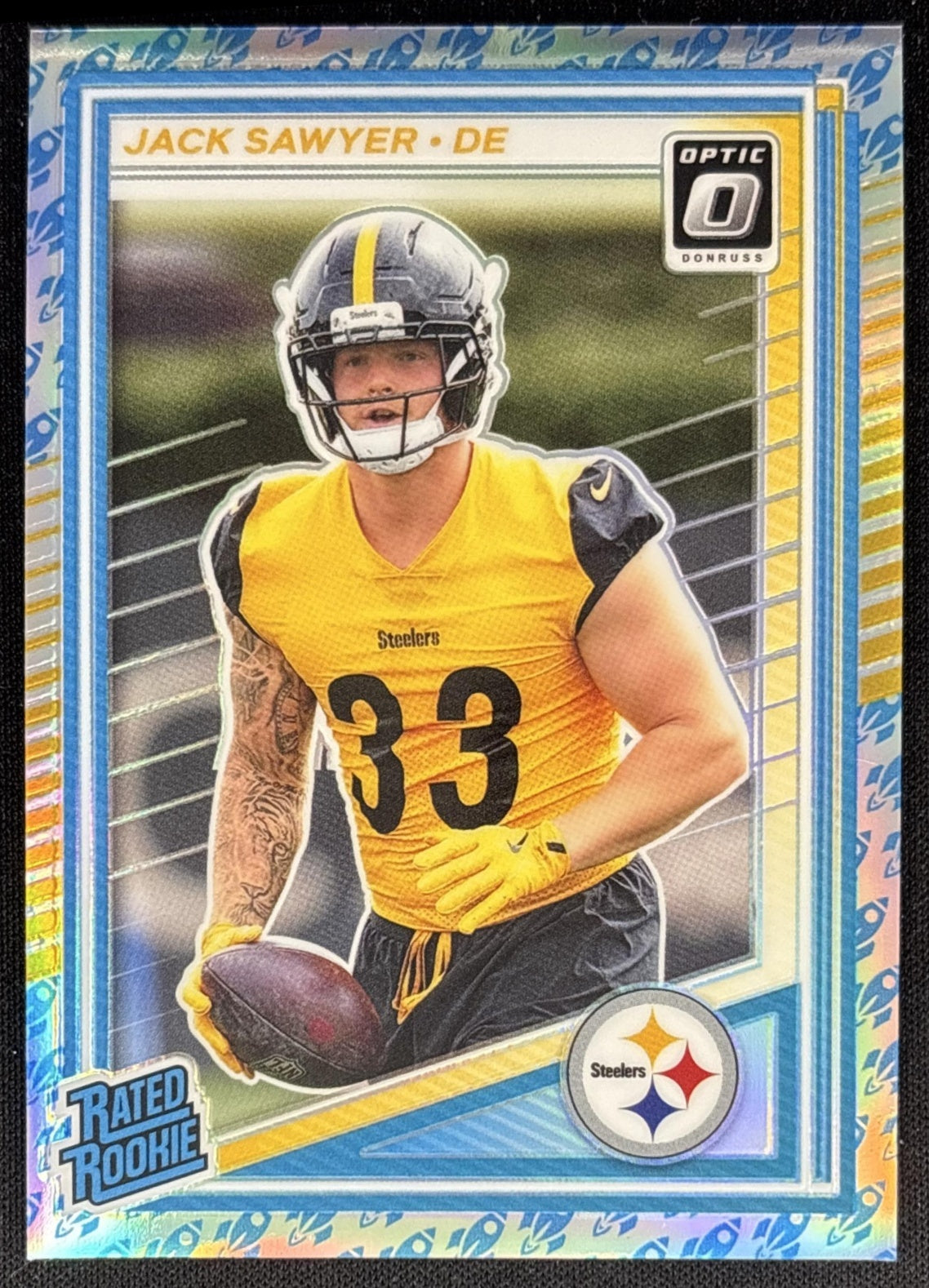 Jack Sawyer 2025 Panini Donruss Optic Rated Rookie Rocket Prizm Steelers Sports Trading Card