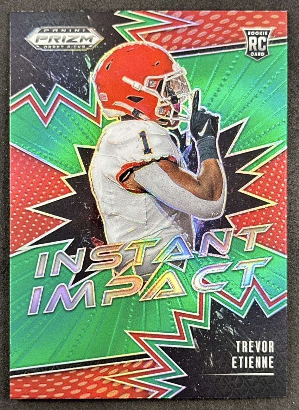 Trevor Etienne 2025 Panini Prizm Draft Picks Instant Impact Green Bulldogs Panthers