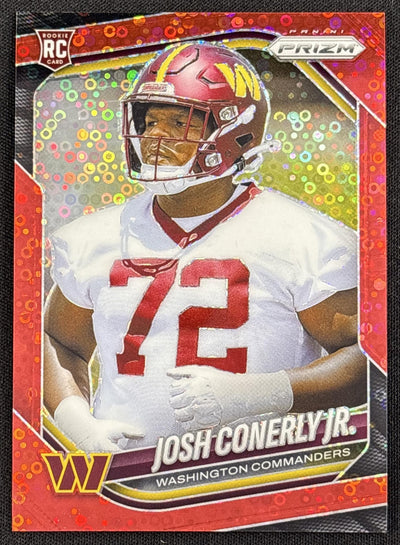 Josh Conerly Jr. 2025 Panini Prizm No Huddle Red /99 Commanders Sports Trading Card